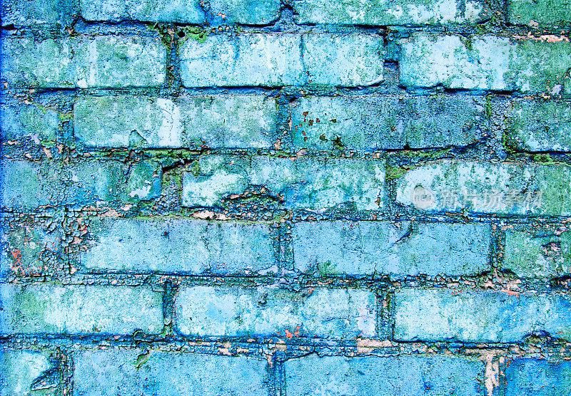 旧蓝灰砖墙表面有水泥和混凝土缝的纹理