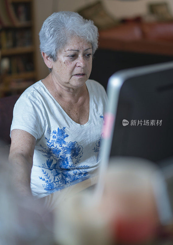 活跃的银发年长女性，从事计算机工作