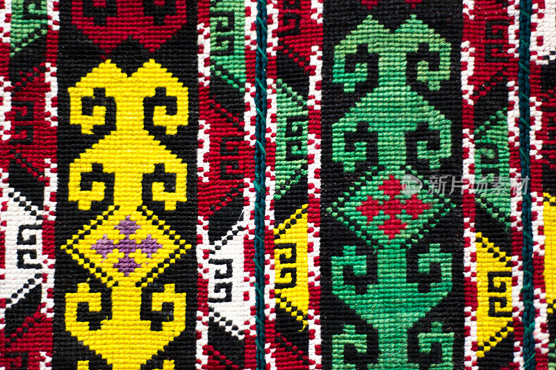 仿古乌兹别克机织棉布织物细节(特写)