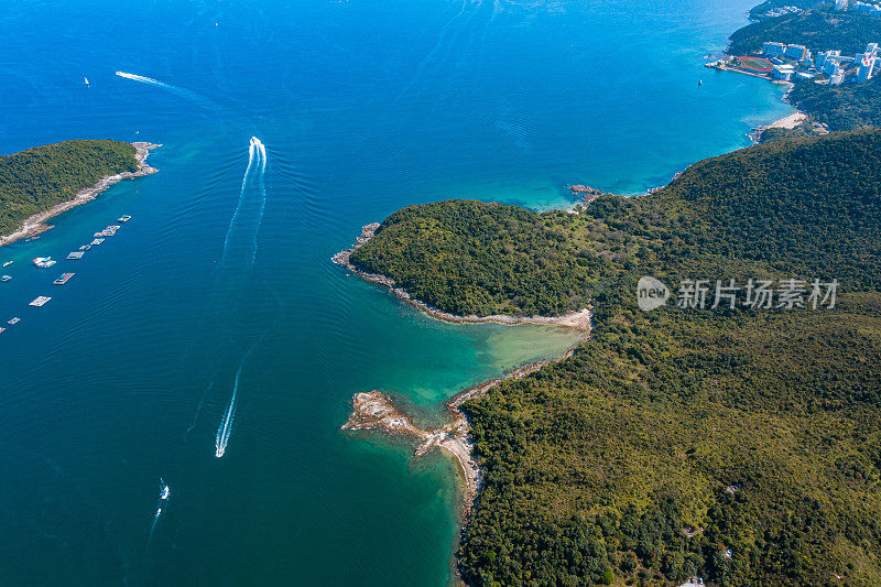 香港西贡半岛Hebe避风港或白沙湾鸟瞰图