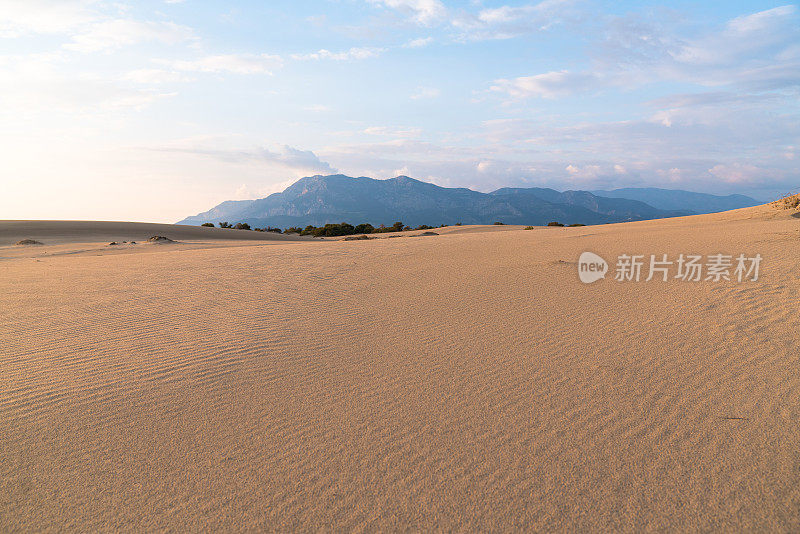 日落时的帕塔拉沙漠山丘