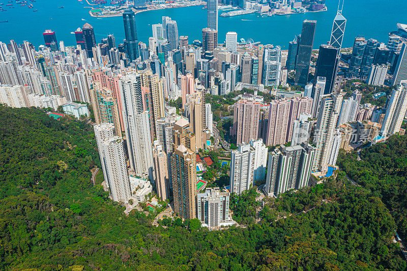 香港维多利亚港鸟瞰图