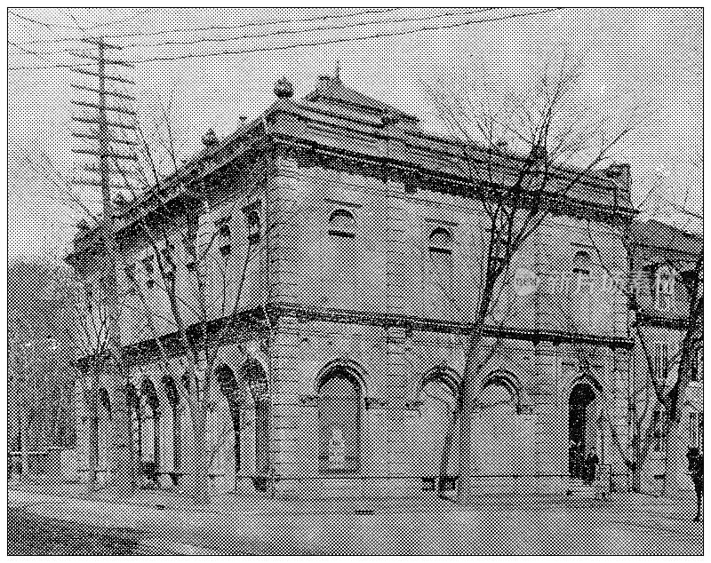 加拿大蒙特利尔的古董黑白照片:艺术协会大楼，菲利普斯广场