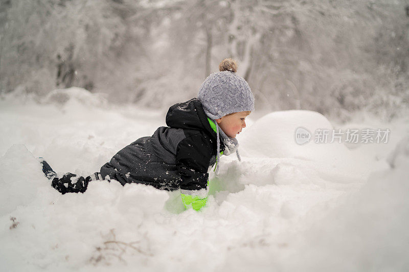 孩子们在雪中玩耍