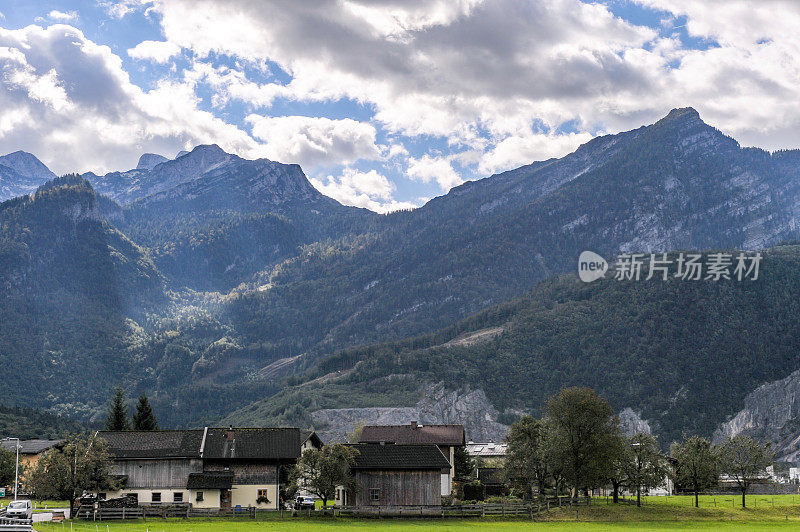 奥地利奥斯汀的阿尔卑斯山田园诗般的风景