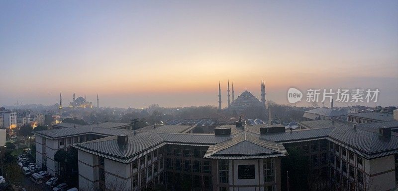 土耳其-伊斯坦布尔-苏丹的蓝色清真寺和圣索菲亚清真寺