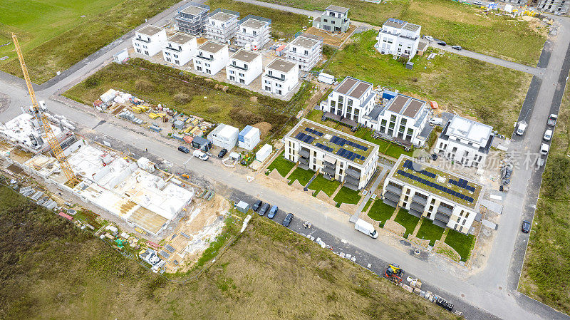 住宅建筑工地-发展区，鸟瞰图