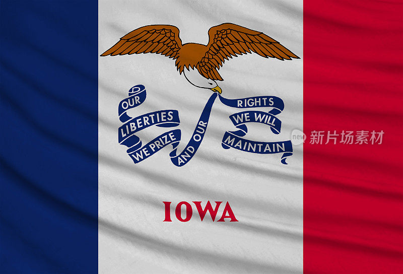 美国爱荷华州飘扬的旗帜。