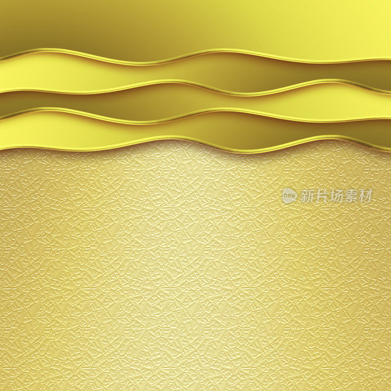 抽象的金色曲线背景线。宣传册设计的模板。