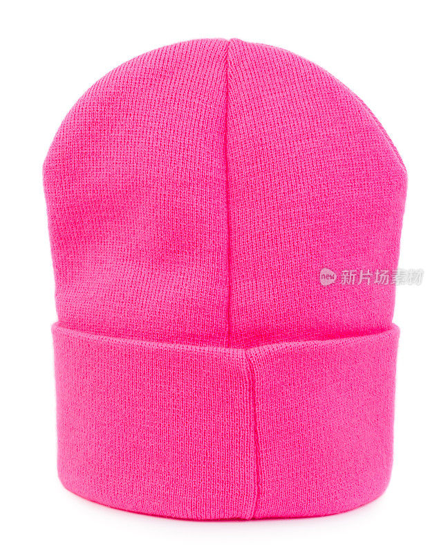 粉红色针织帽孤立在白色