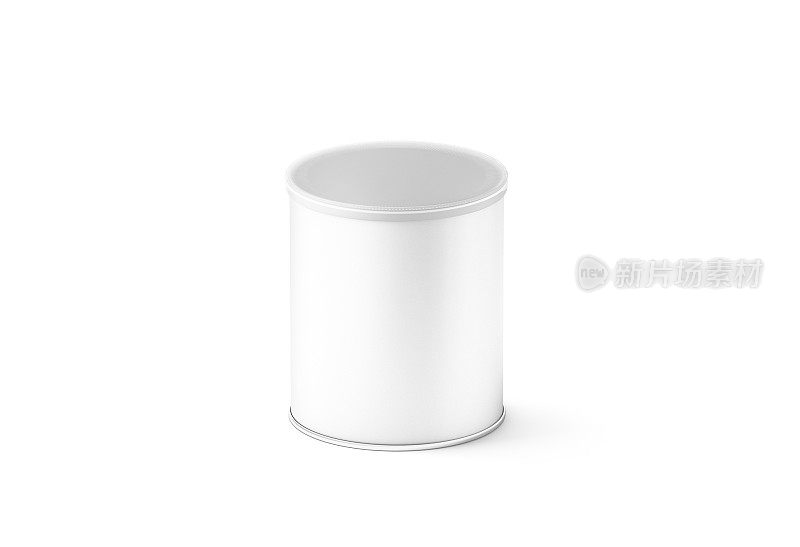 空白白色小纸箱圆筒盒模型，孤立