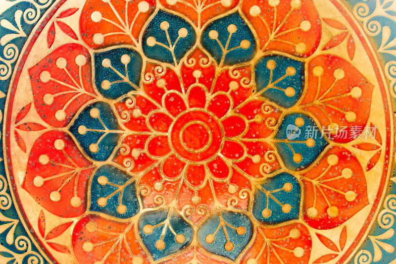 圆形装饰象征印度精神的莲花