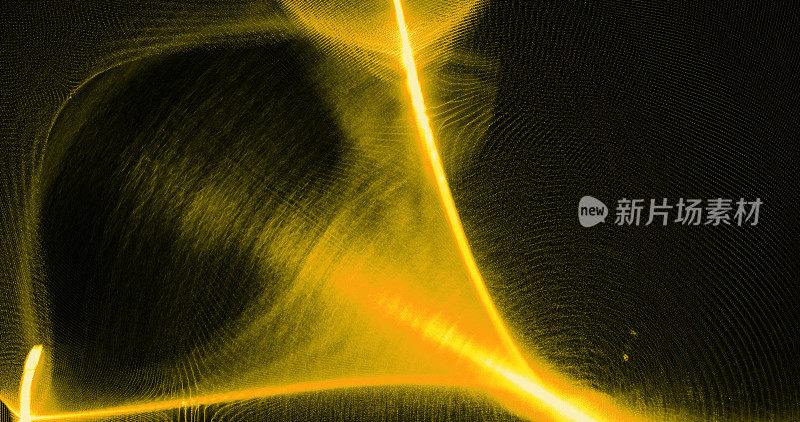 黄色抽象线曲线粒子背景