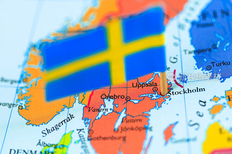 瑞典地图和国旗