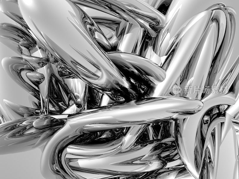 银色或铬效果抽象漩涡背景