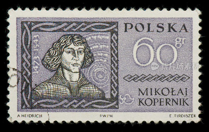 波兰邮票，上面有尼古拉·哥白尼