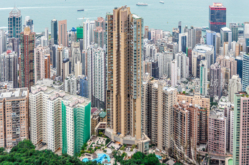 鸟瞰图的香港城市景观