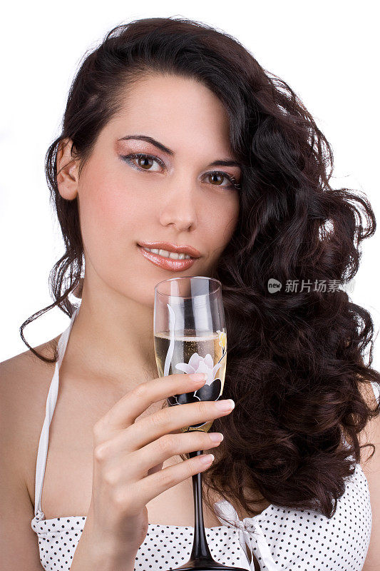 女人用香槟。