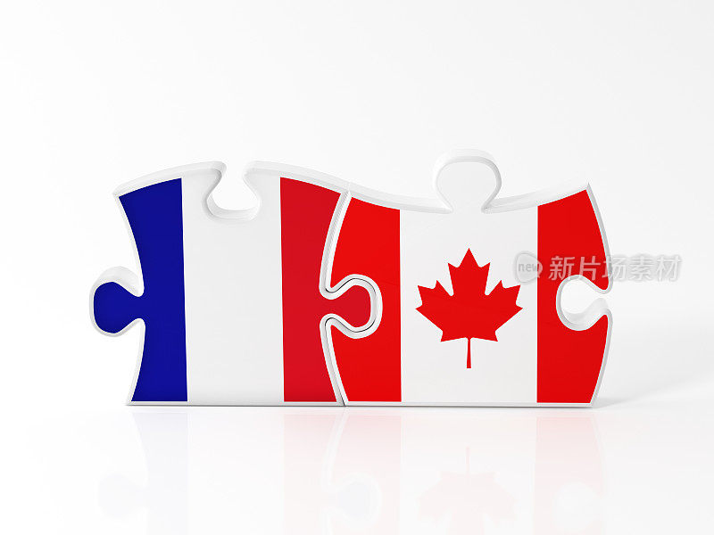 用法国和加拿大国旗纹理的拼图