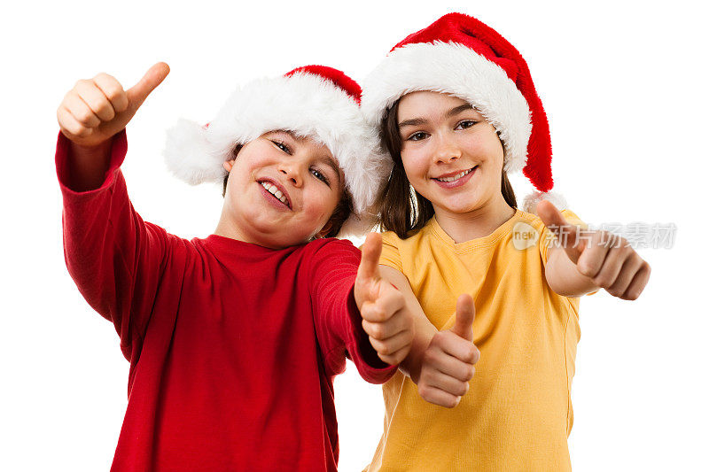 圣诞时间-男孩与圣诞老人的帽子