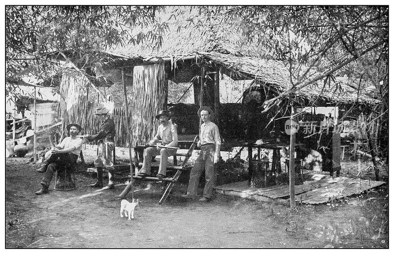 古董黑白照片:美国前哨，吕宋岛，菲律宾