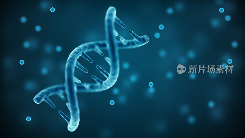 DNA链。双螺旋结构。生物技术和医学背景