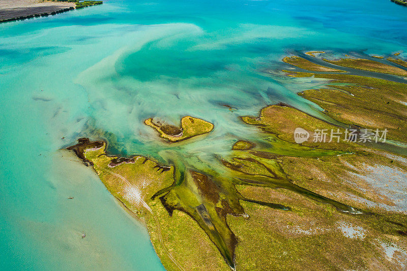 鸟瞰河流，美丽的自然背景。