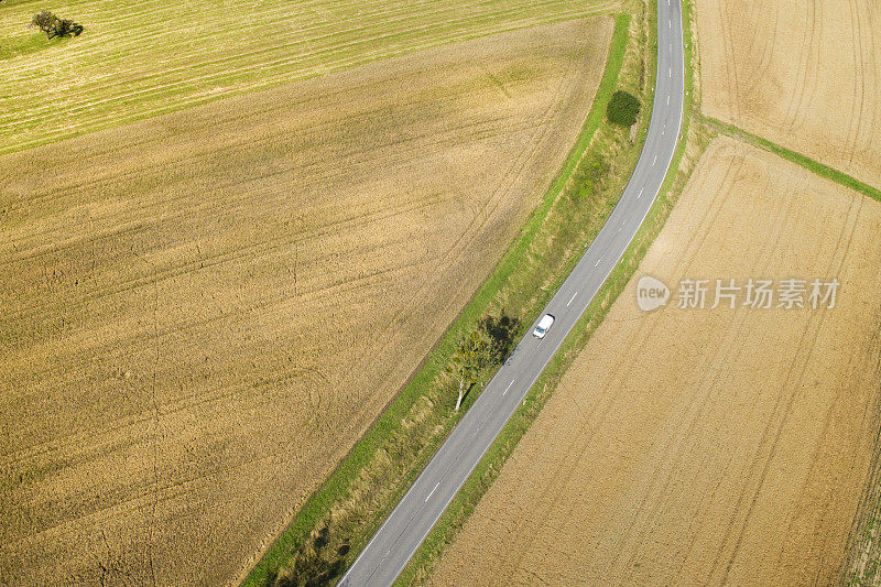 摘要农田和乡村道路鸟瞰图