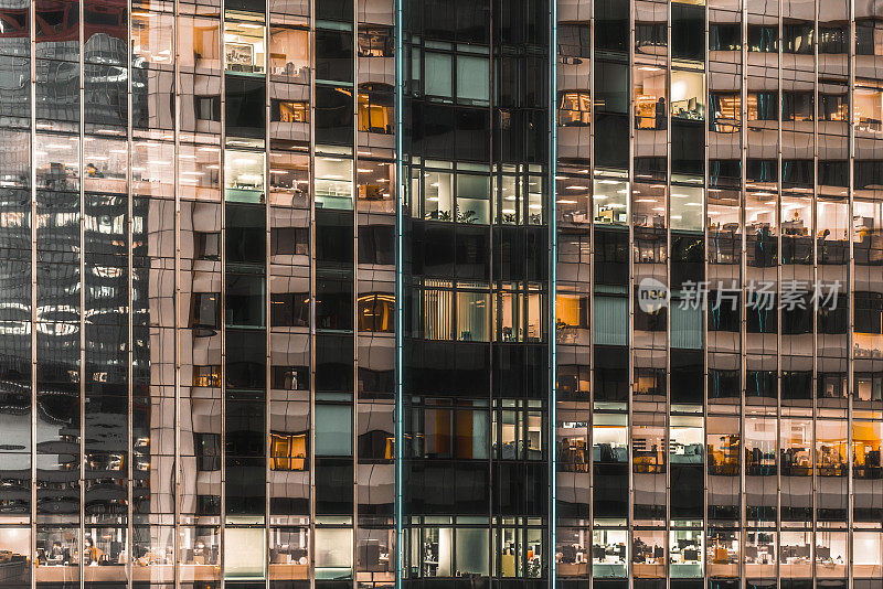 香港一系列写字楼的近景