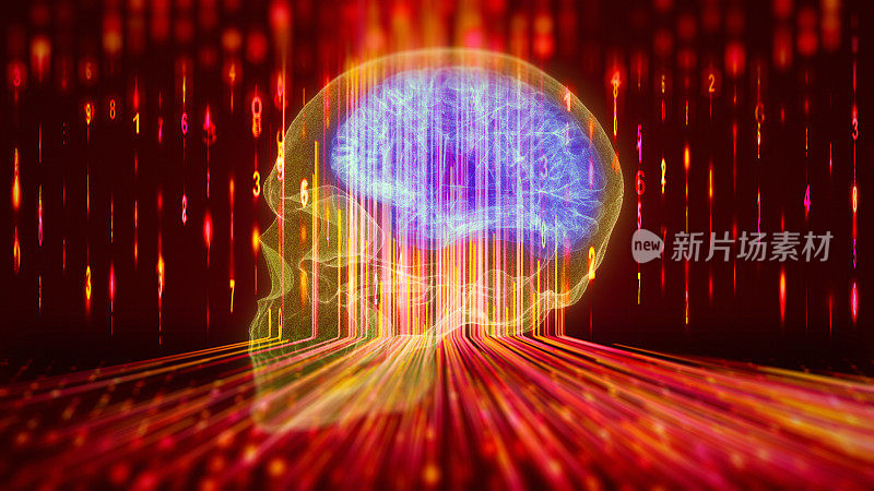 神经网络数据训练人使用的数据人工智能。机器学习技术电子大脑3D未来生物技术抽象背景概念。