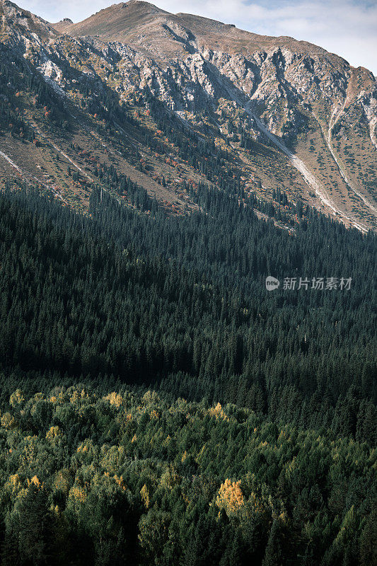 从Jeti-Oguz峡谷俯瞰山峰