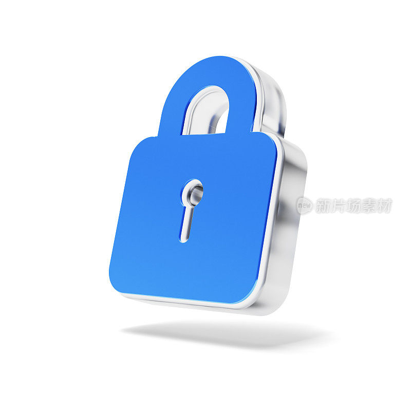 锁定3d符号隔离在白色背景。安全、保护、安全的理念。