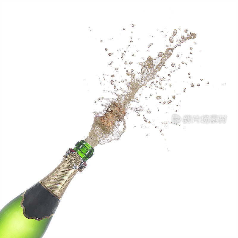 香槟瓶塞噼啪作响，溅起水花