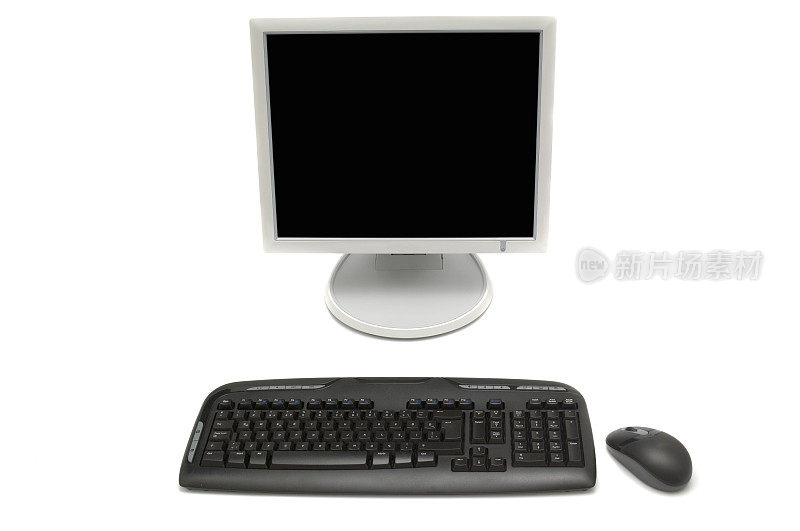 白色显示器和黑色键盘
