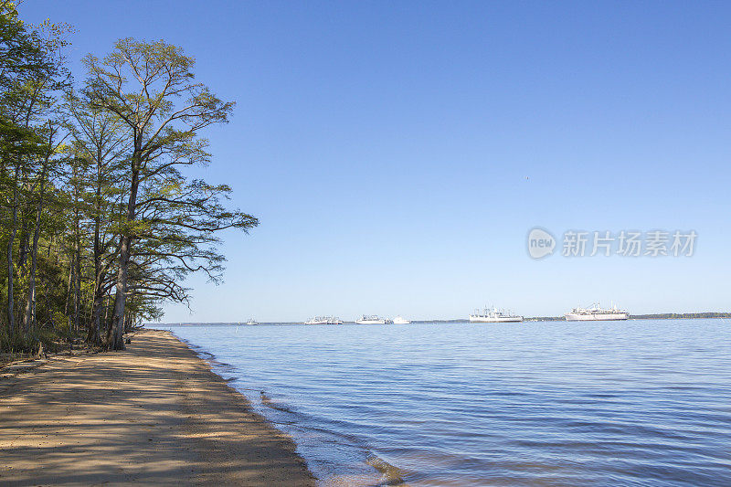 沿着切萨皮克湾的海滩景色