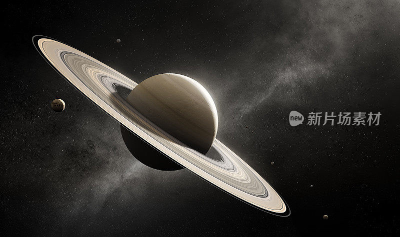 有主要卫星的土星