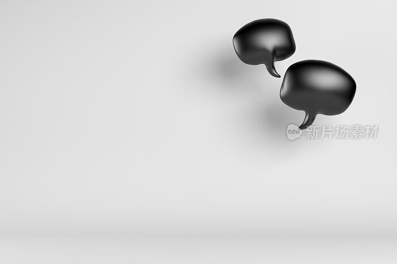 黑色语音气泡的3d插图