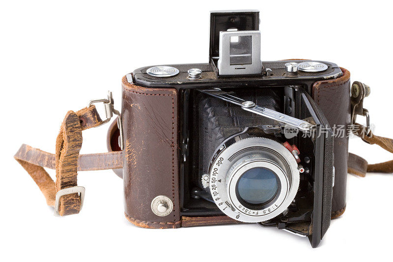 带旧皮带的老式胶卷相机
