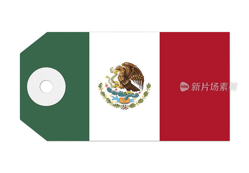 墨西哥国旗标签或行李标签上的白色