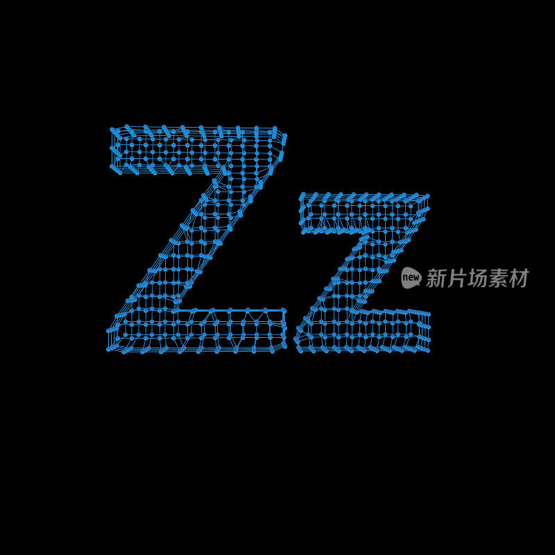 未来的蓝色网格字母Z