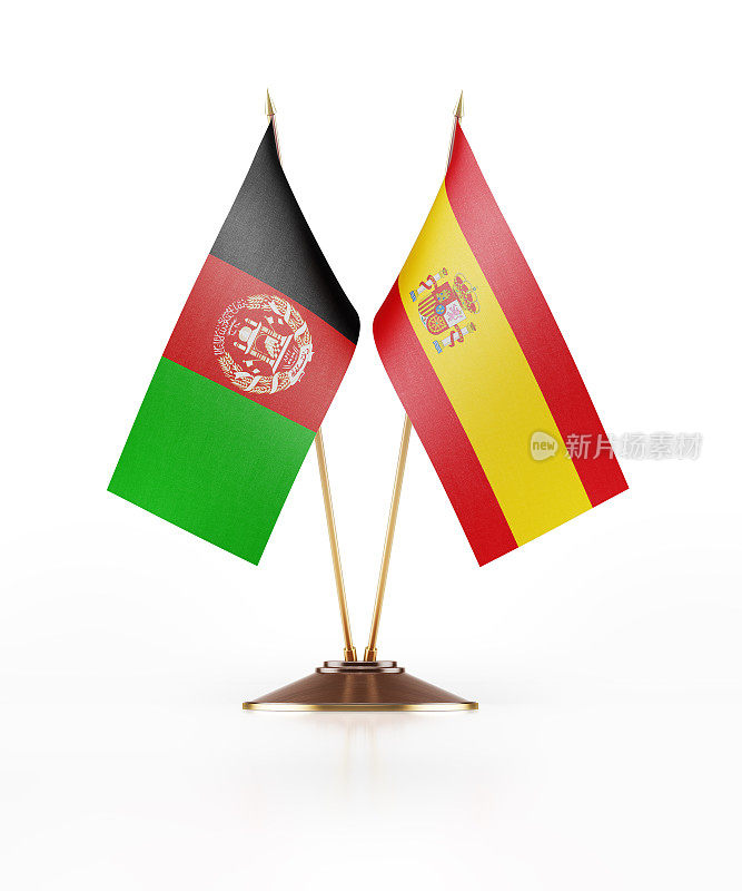 阿富汗和西班牙的微型国旗