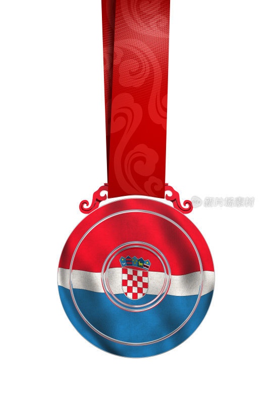 奖牌上有克罗地亚国旗