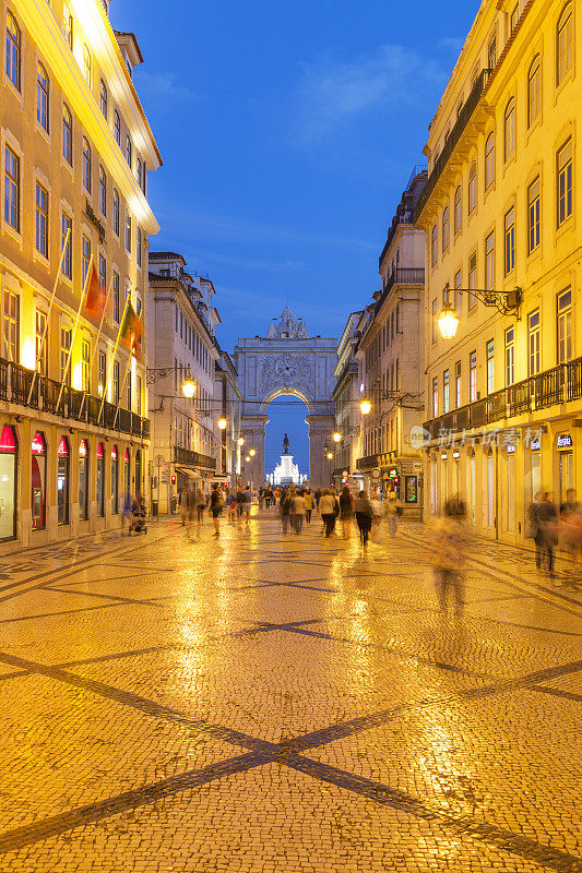 葡萄牙首都里斯本的奥古斯塔街