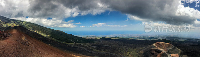 意大利西西里岛的埃特纳火山全景