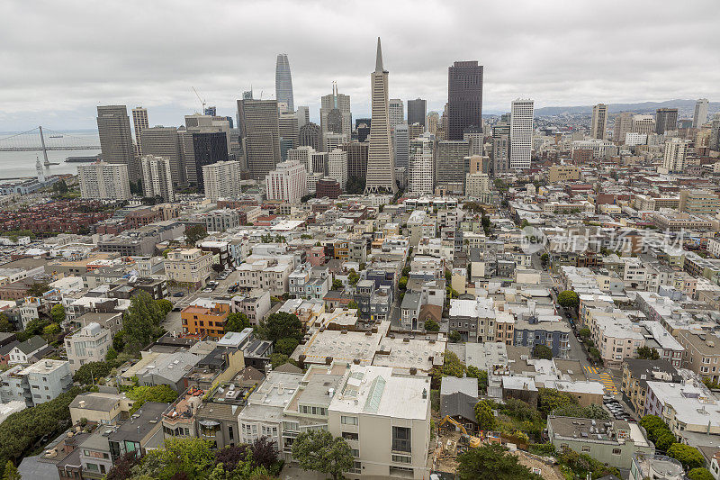 美国加州旧金山市中心金融区街景美国