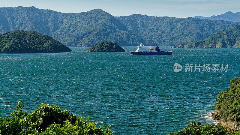 岛际渡轮，蓝桥，开往皮克顿。从卡拉卡角，马尔堡声音，新西兰。