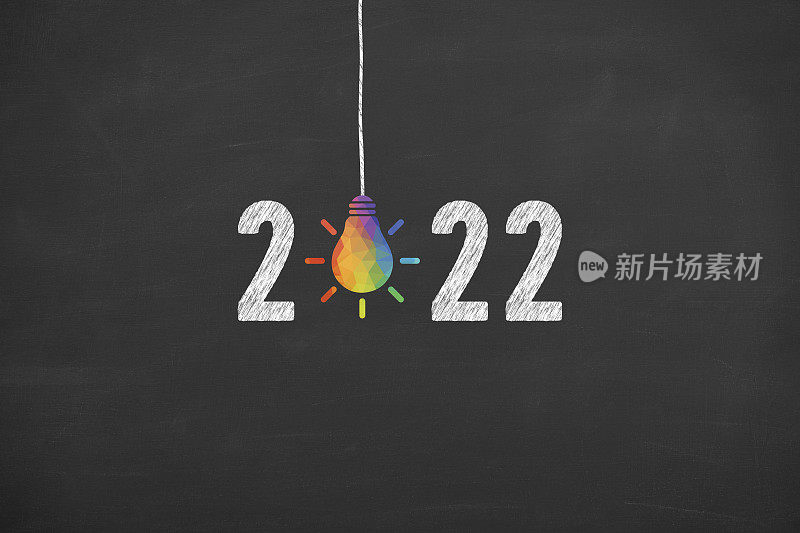 2022年新年黑板背景创意概念