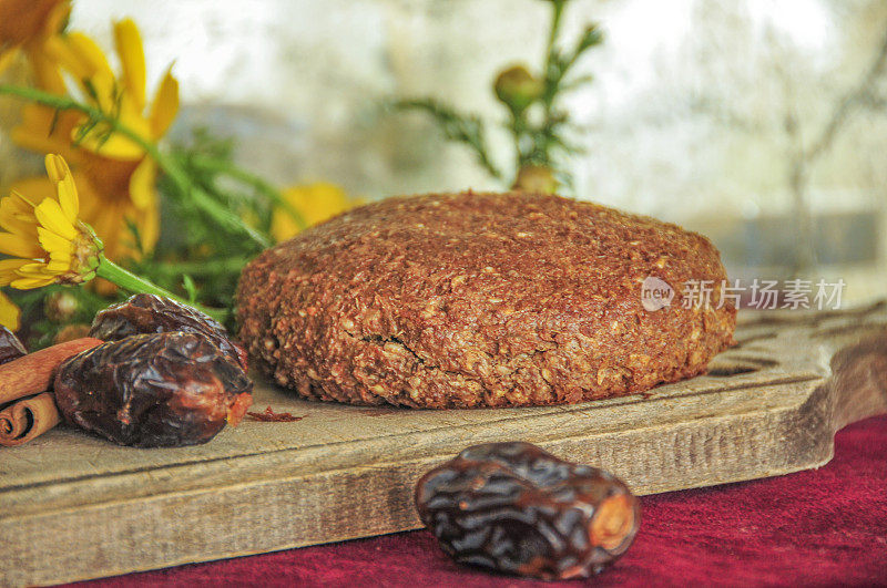 素食食物;全谷物蔬菜汉堡面包和种子