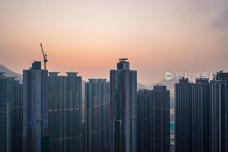 香港住宅建筑的无人机视图