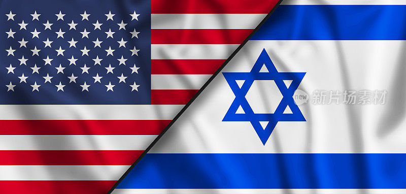以色列和美国两旗纺织布，织物质地。